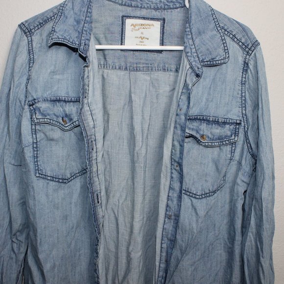 Arizona Jean Co. XL Button up Shirt Blue Denim Woman's - Picture 5 of 9